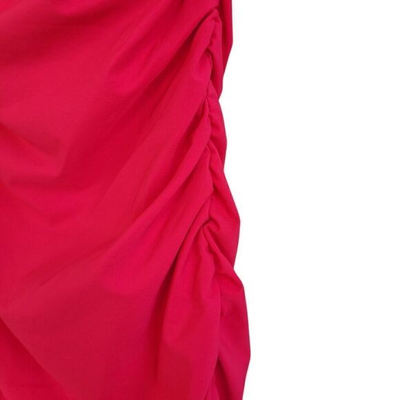 NEW ZARA Off-the-Shoulder Draped Mini Dress Rosette Floral XL Pink 3466/880 Prom - Picture 4 of 13